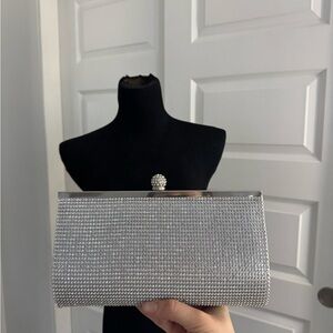 Silver Rhinestone Clutch